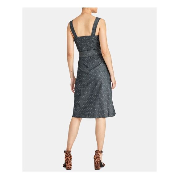 RACHEL ROY Womens Belted Sleeveless Square Neck Below The Knee Party Shift Dress - Picture 2 of 2